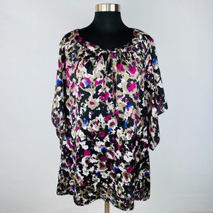 Nicole by Nicole Miller Splatter Abstract Print Top XL